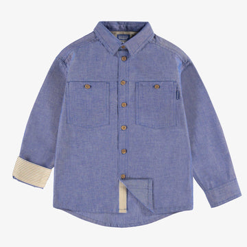Souris Mini - Shirt in Chambray Cotton - Mottled Blue