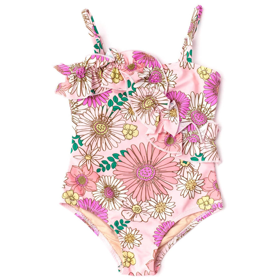 Shaded Critters - Ruffle Front One Piece  Retro Blossom