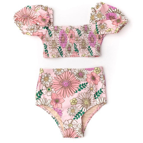 Shade Critters - Smocked High Waisted Bikini - Retro Blossom