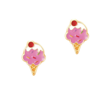 Girls Nation - Enamel Stud Earrings - Ice Cream Cone