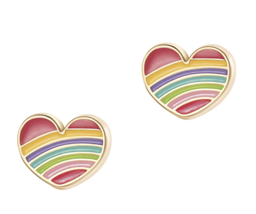 Girls Nation - Enamel Stud Earrings - Rainbow Heart