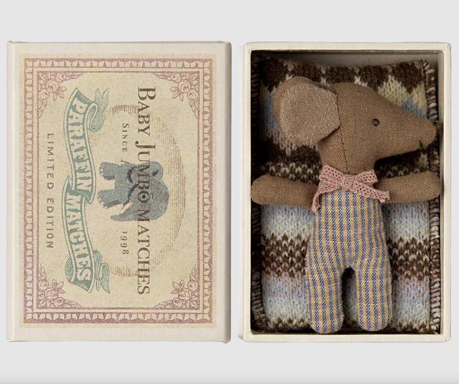 Maileg - Sleepy Wakey Baby Mouse in Matchbox - Rose