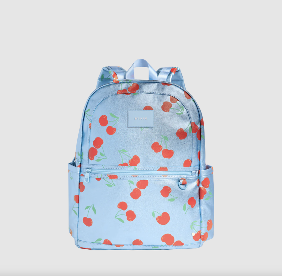 State Bags - Kane Double Pocket Large Backpack - Blue Cherries