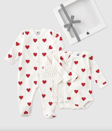 Petit Bateau - Babies Heart Patterned Gift Set