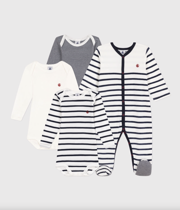 Petit Bateau - Babies Pyjamas & 3 Pack of Striped Bodysuits