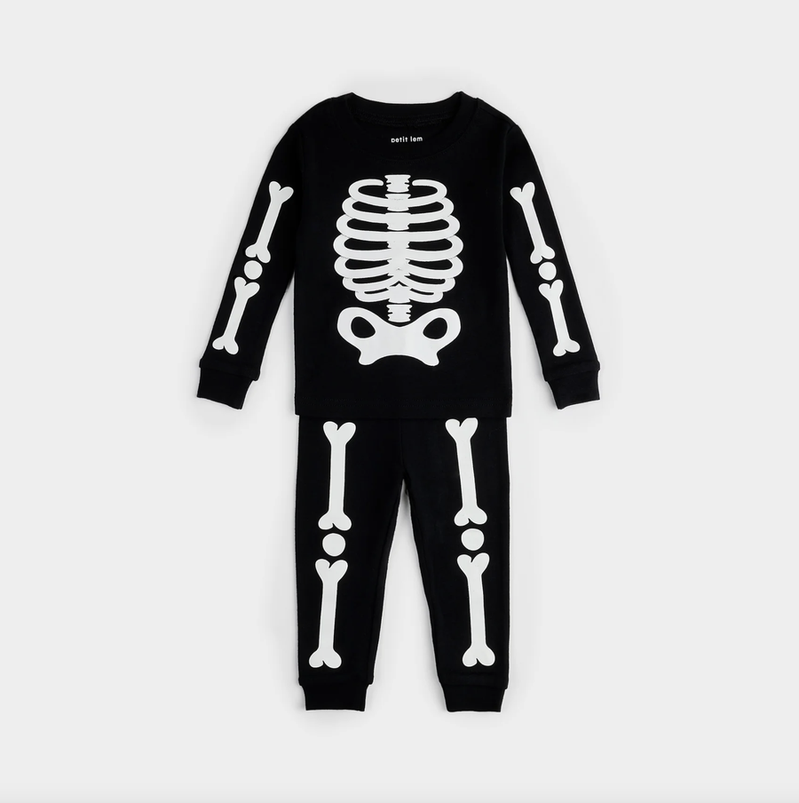 Petit Lem - Skeleton Glow in the Dark Print - Black