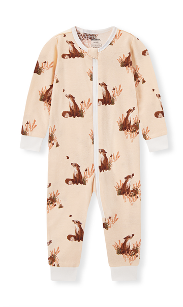 Milkbarn - Organic Cotton Zipper Pajama - Floral Fox