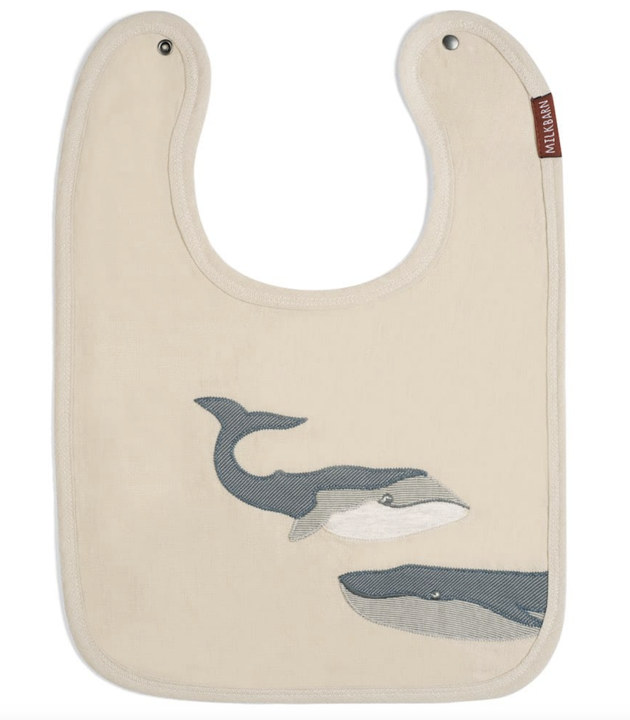 Milkbarn - Applique Linen Bib - Whale