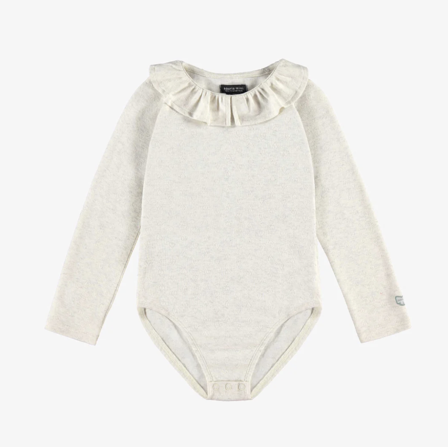 Souris Mini - Cream bodysuit with Claudine collar