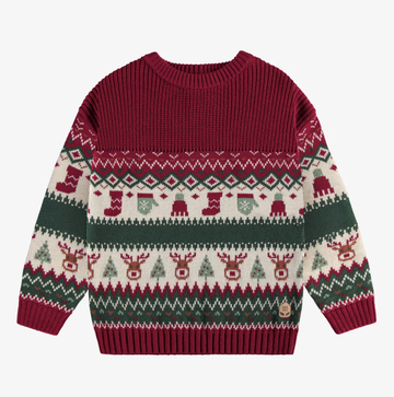 Souris Mini - Knit sweater with holiday all over print (CHILD)