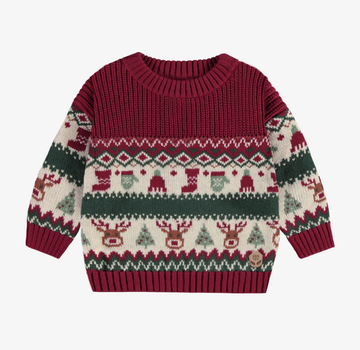 Souris Mini - Knit sweater with holiday all over print (Baby)