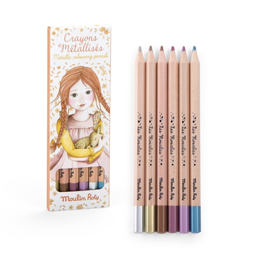 Moulin Roty - Les Rosalies Metallic Coloured Pencils - Set of 6