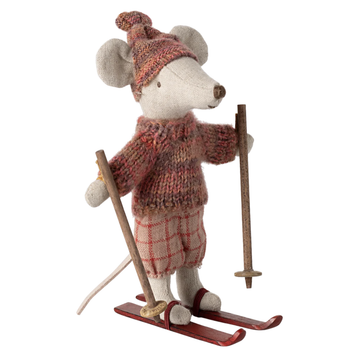 Maileg - Winter Mouse with Ski Set Big Sister - Rose