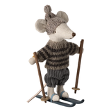 Maileg - Winter Mouse with Ski Set Big Brother - Grey