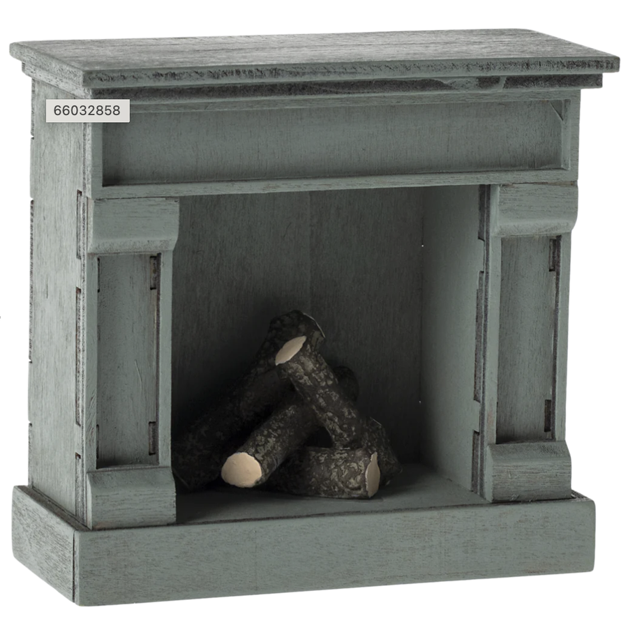 Maileg - Fireplace, Mouse - Blue