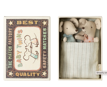 Maileg - Twins, Baby Mice in Matchbox