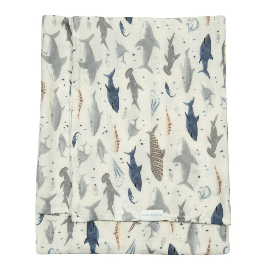 Loulou Lollipop - Muslin Swaddle - Sharks