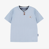 Souris Mini - Short Sleeve Waffled Jersey Shirt - Blue