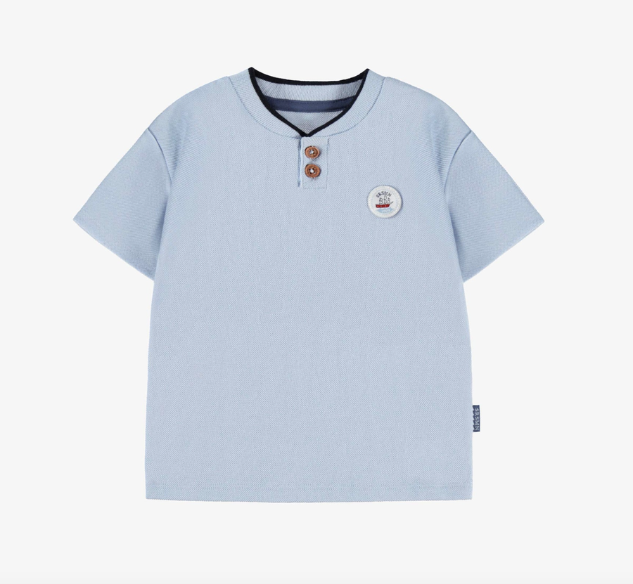 Souris Mini - Short Sleeve Waffled Jersey Shirt - Blue