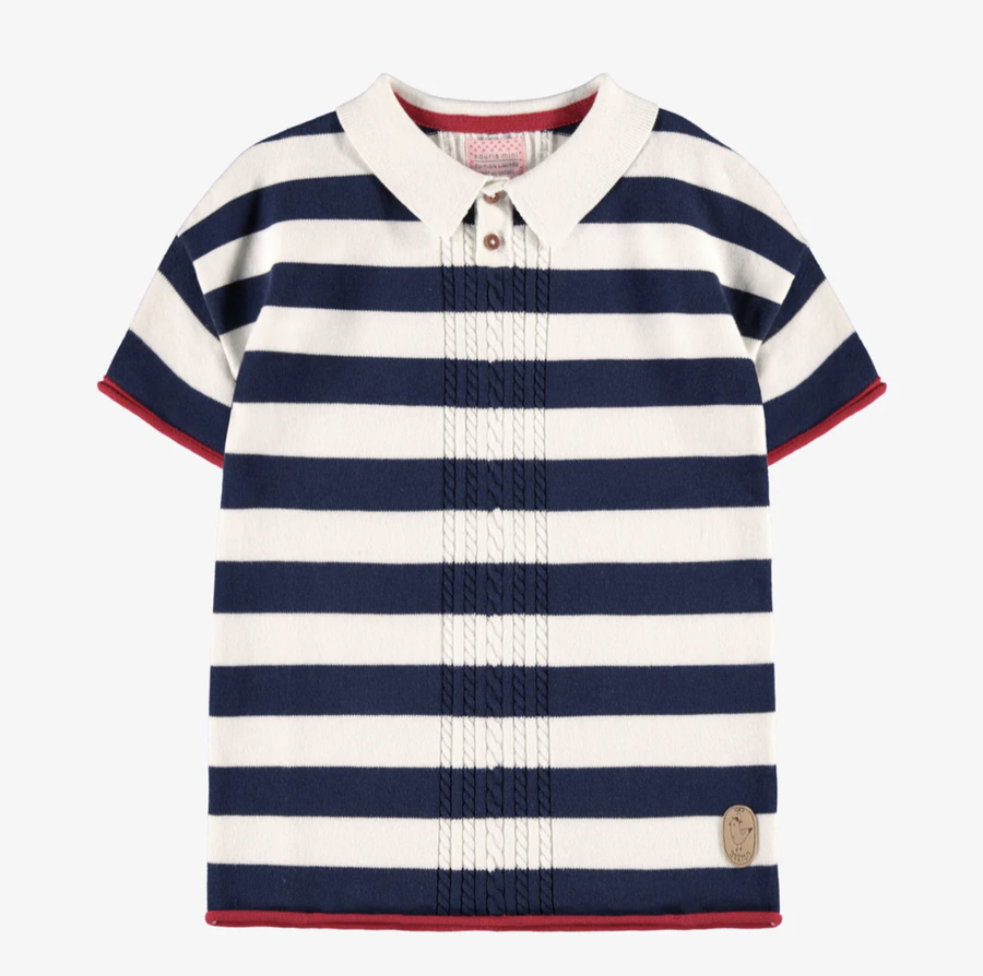 Souris Mini - Striped Tunic Dress - Cream and Blue