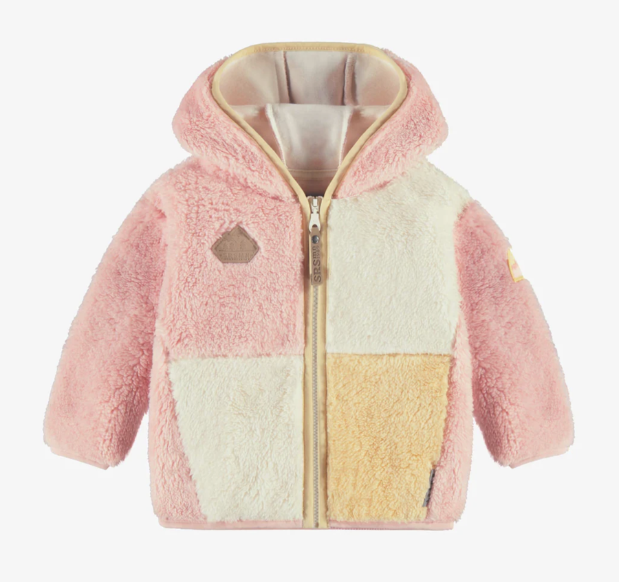 Souris Mini - Sherpa Colour Block Hooded Jacket Baby - Pink