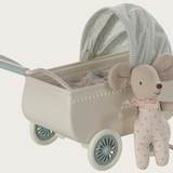 Maileg - Pram with Baby Mouse - Mint