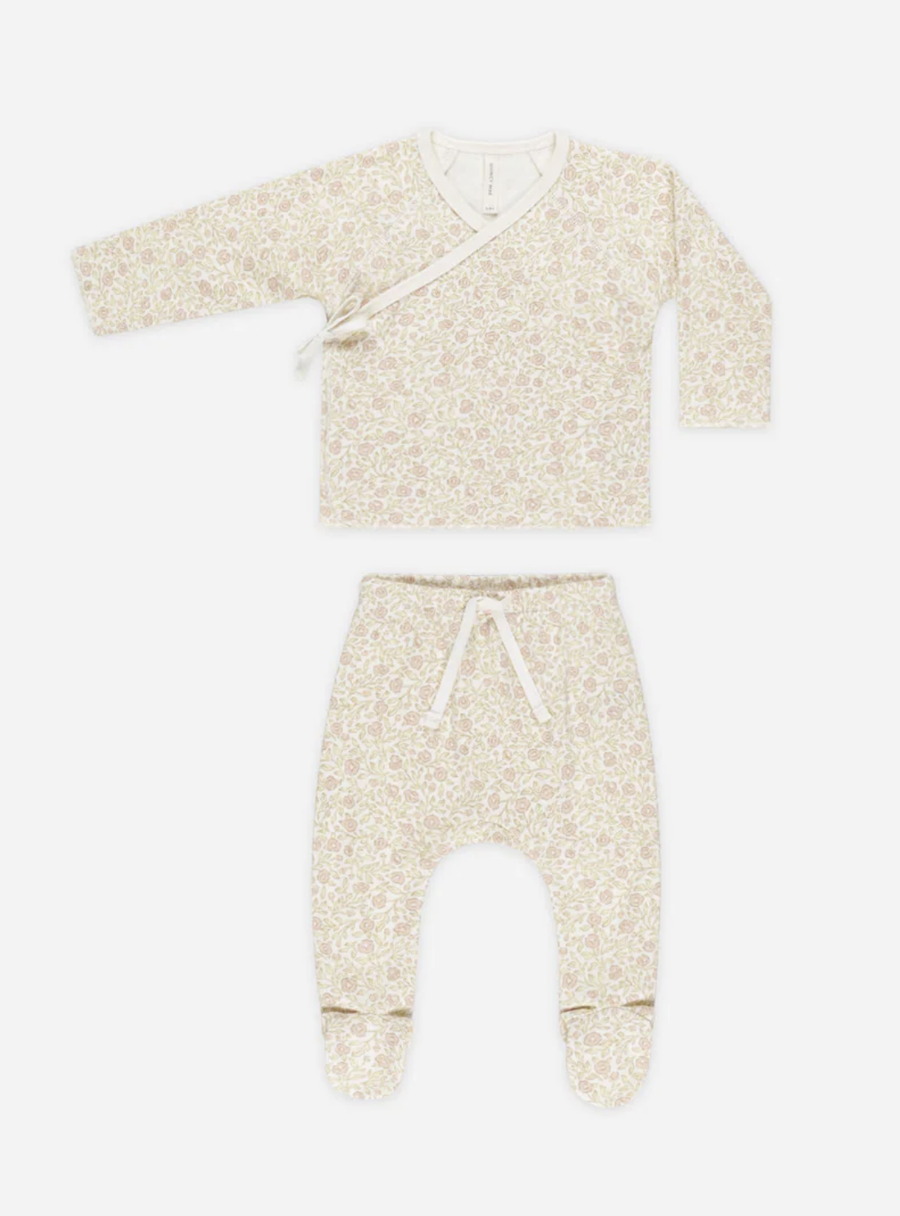 Quincy Mae - Wrap Top & Footed Pant Set - Primrose