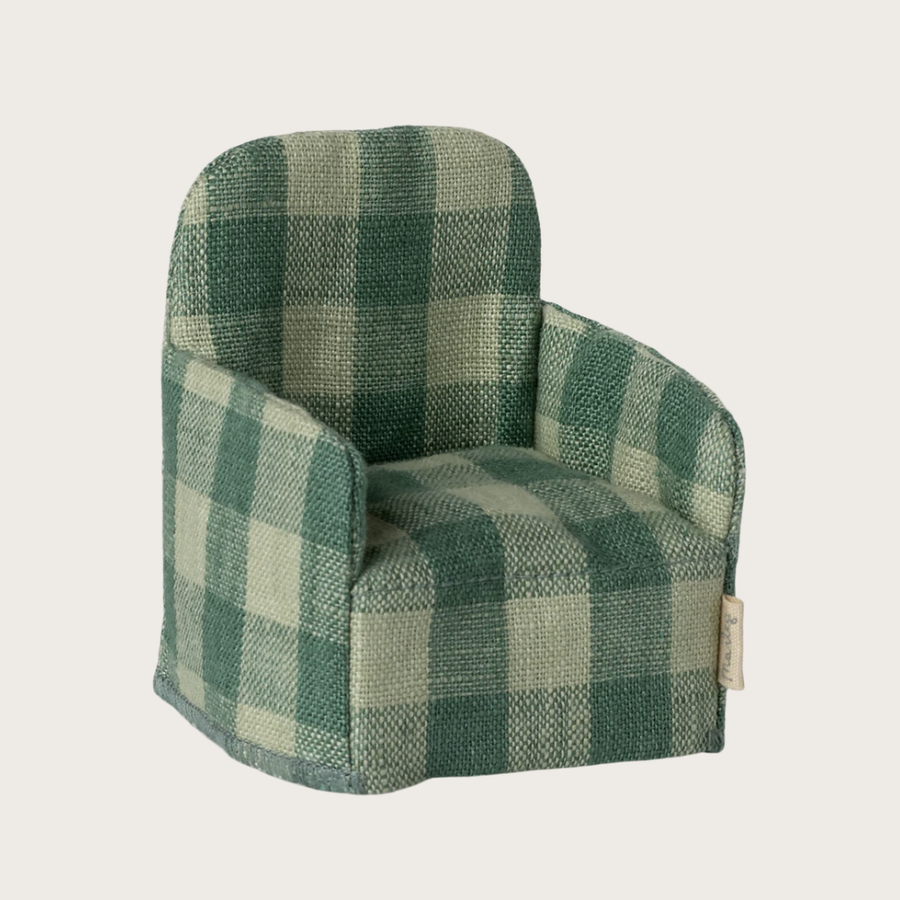 Maileg - Folding Chair, Mouse - Green Check