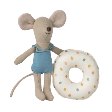 Maileg - Beach Mouse with Float, Little Sister - Multi Dot