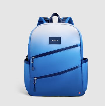 State Backpacks - Kane Double Pocket Backpack - Blue Gradient Diagonal Zipper