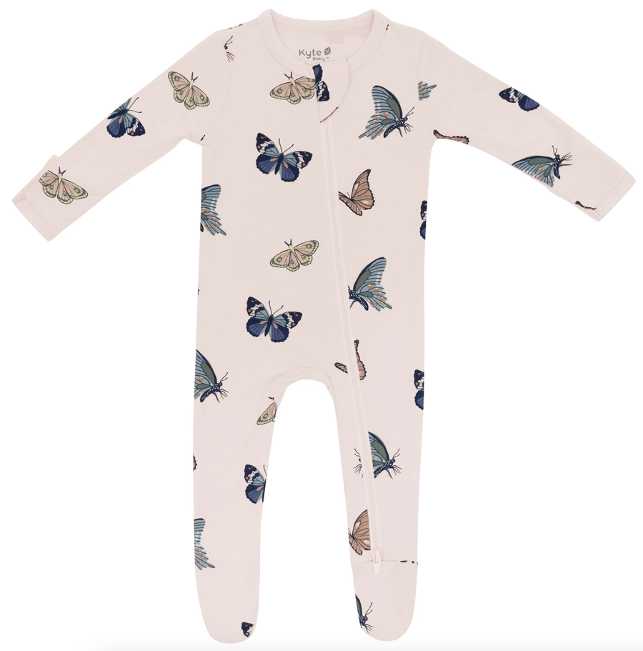 Kyte Baby - Zippered Footie - Blush Butterfly