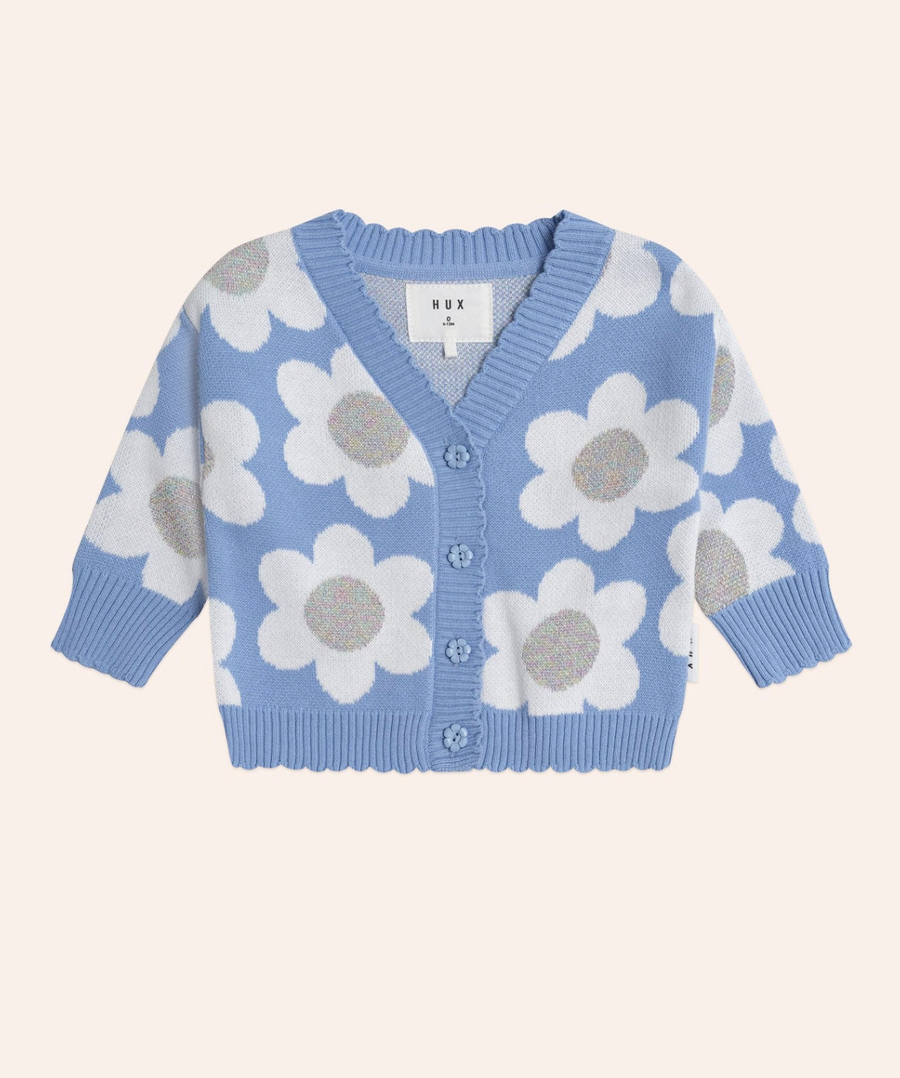 Hux - Daisy Scalloped Knit Cardi  - Seaside Blue