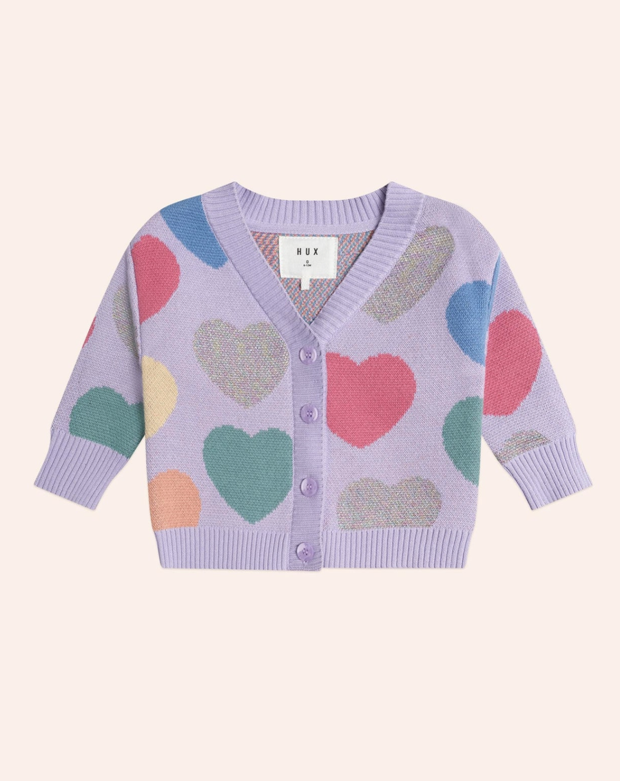 Hux - Loveheart Knit Cardi - Purple Rose Hue