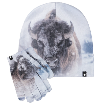Molo - Kaya Hat & Gloves Set - Bison Close Up