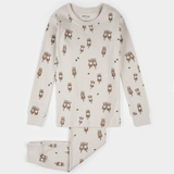 Petit Lem - Otter Print Pajama Set Long Sleeve - Beige