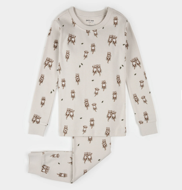 Petit Lem - Otter Print Pajama Set Long Sleeve - Beige