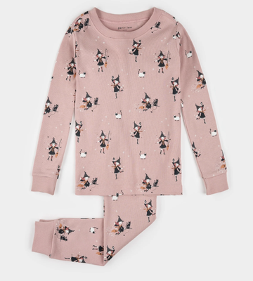 Petit Lem - Witch Glow in the Dark Print Pajama Set Long Sleeve - pink