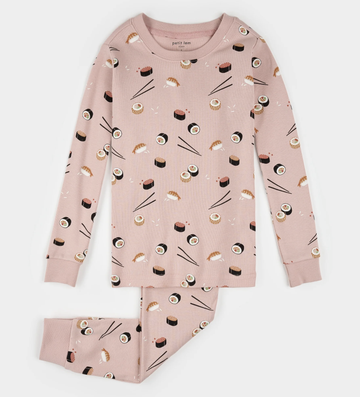 Petit Lem - Sushi Print Pajama Set Long Sleeve - Pink