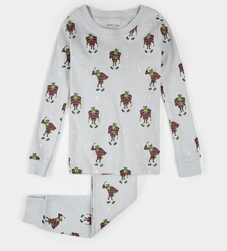 Petit Lem - Frankenstein Glow in the Dark Print - Light Grey