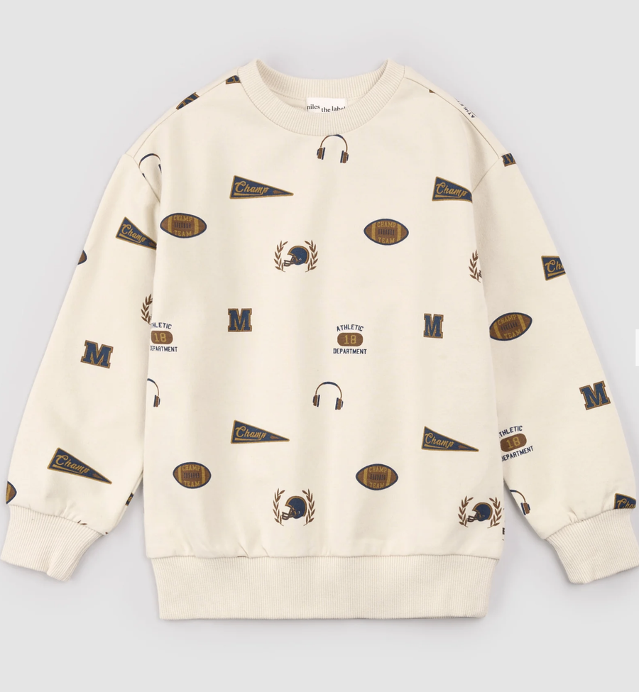 Miles the Label - Varsity Print on Birch Sweatshirt