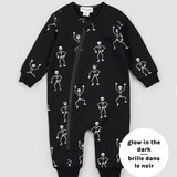 Miles the Label -Dancing Glow-in-the Dark Skeletons Black Playsuit