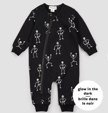Miles the Label -Dancing Glow-in-the Dark Skeletons Black Playsuit