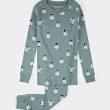 Petit Lem - Baby Penguin Print on Teal PJ Set