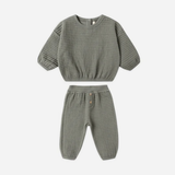 Quincy Mae - Textured Sweat Set - Forest