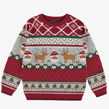Souris Mini - Red knit sweater with festive patterns