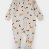 Petit Lem - Footed Sleeper - Puppy Love Print on Beige Sleeper