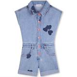 Billie Blush - Heart Print Denim Romper