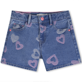 Billie Blush - Heart Print Denim Short