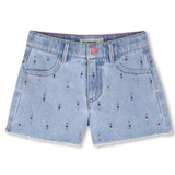 Billie Blush - Colorful Rhinestone Denim Shorts - Double Stone + Bleach