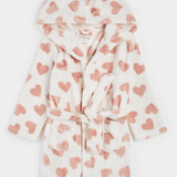 Petit Lem - Heart Prints on Ivory Plush Robe